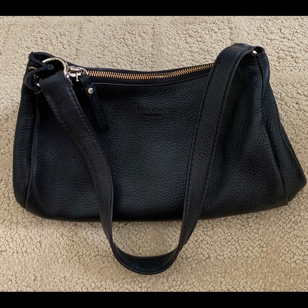 kate spade black pebble leather shoulder bag